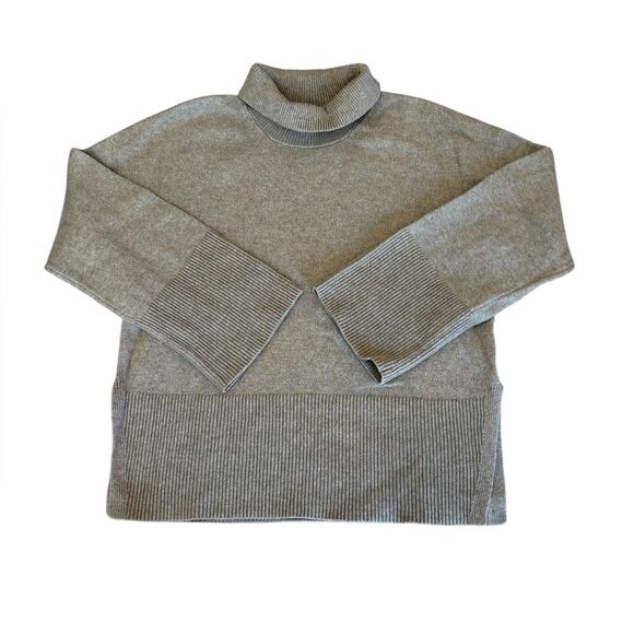 Banana Republic Wool Blend Turtleneck Sweater Boxy Oversized Beige Womens Small - Picture 4 of 10